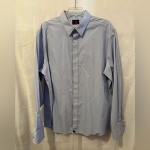 UNTUCKit Men’s Wrinkle-Free‎ Bordeaux Shirt Blue and White Stripes Size XL